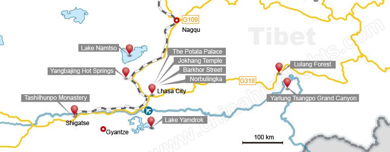 mappa di tibet